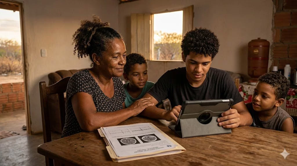 Família do interior sendo orientada sobre BPC/LOAS por epilepsia