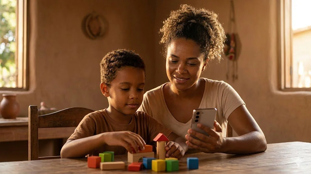 BPC autismo crianças.Mãe com criança autista